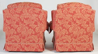 Lot 27 - A pair of modern upholstered armchairs, with...