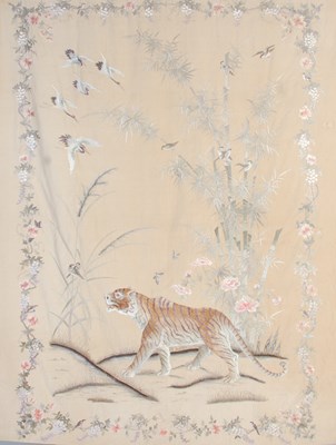 Lot 827 - A Chinese silkwork hanging, late 19th century,...