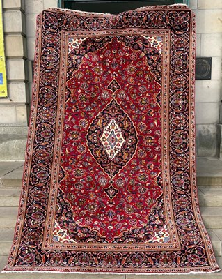 Lot 168 - A Persian Kashan carpet, the rectangular...