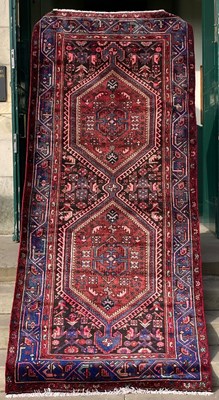 Lot 162 - A Persian Zanjan long rug, the rectangular...
