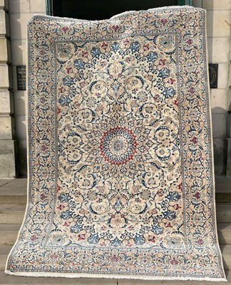 Lot 155 - A Persian part silk Nain carpet, early 20th...