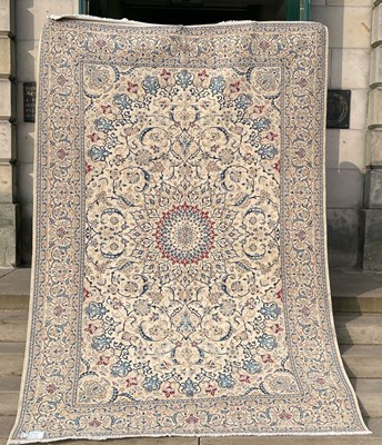 Lot 155 - A Persian part silk Nain carpet, early 20th...