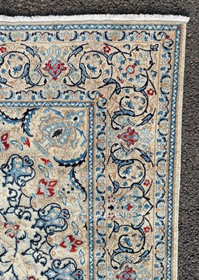 Lot 155 - A Persian part silk Nain carpet, early 20th...