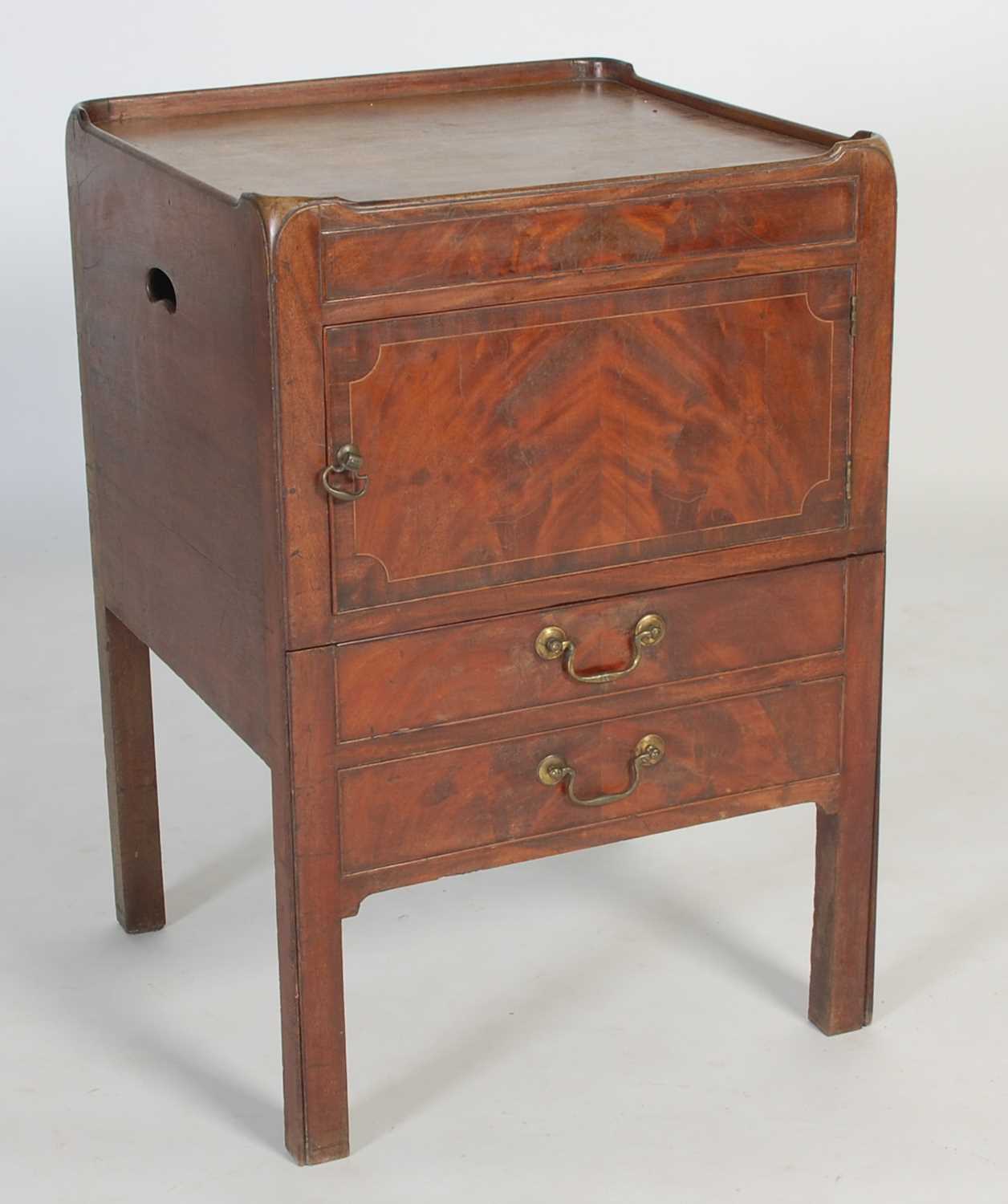 Lot 44 - A George III mahogany tray top commode, fitted...