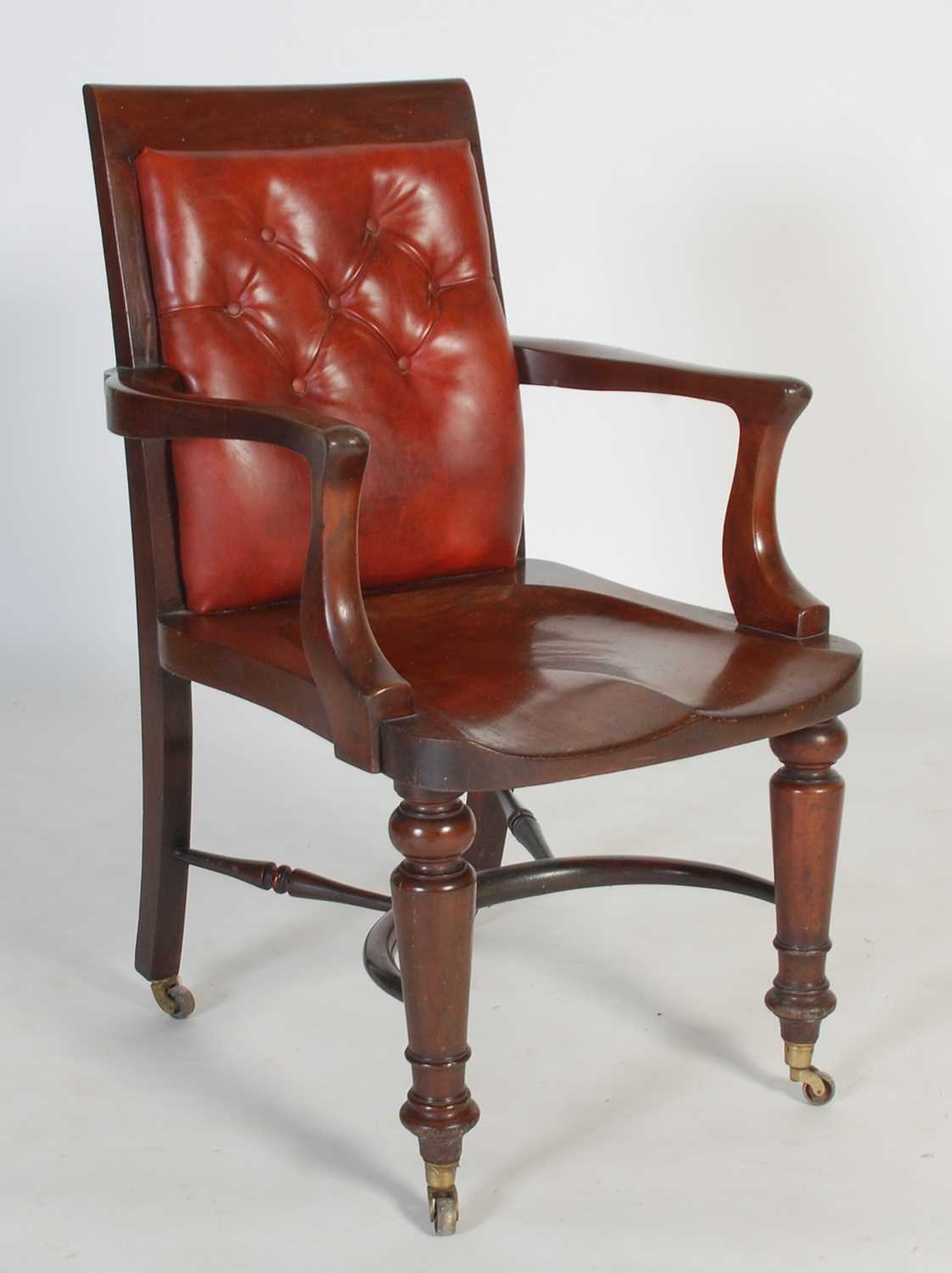 Lot 53 - A 19th century mahogany elbow chair, the...