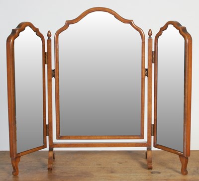Lot 126 - An early 20th century walnut framed triple...