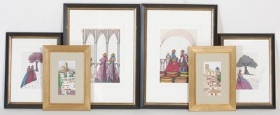 Lot 359 - Six assorted prints after Nuno, all framed and...