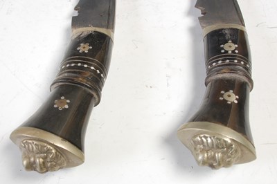 Lot 272 - A pair of vintage horn handled Kukri knives,...