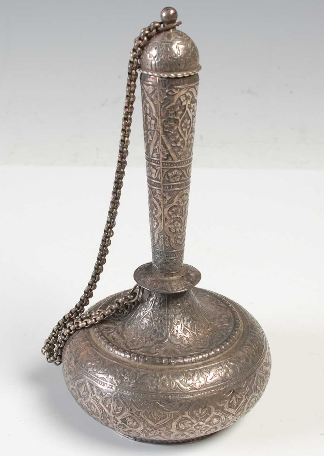 Lot 471 - An Indian white metal rose water sprinkler,...