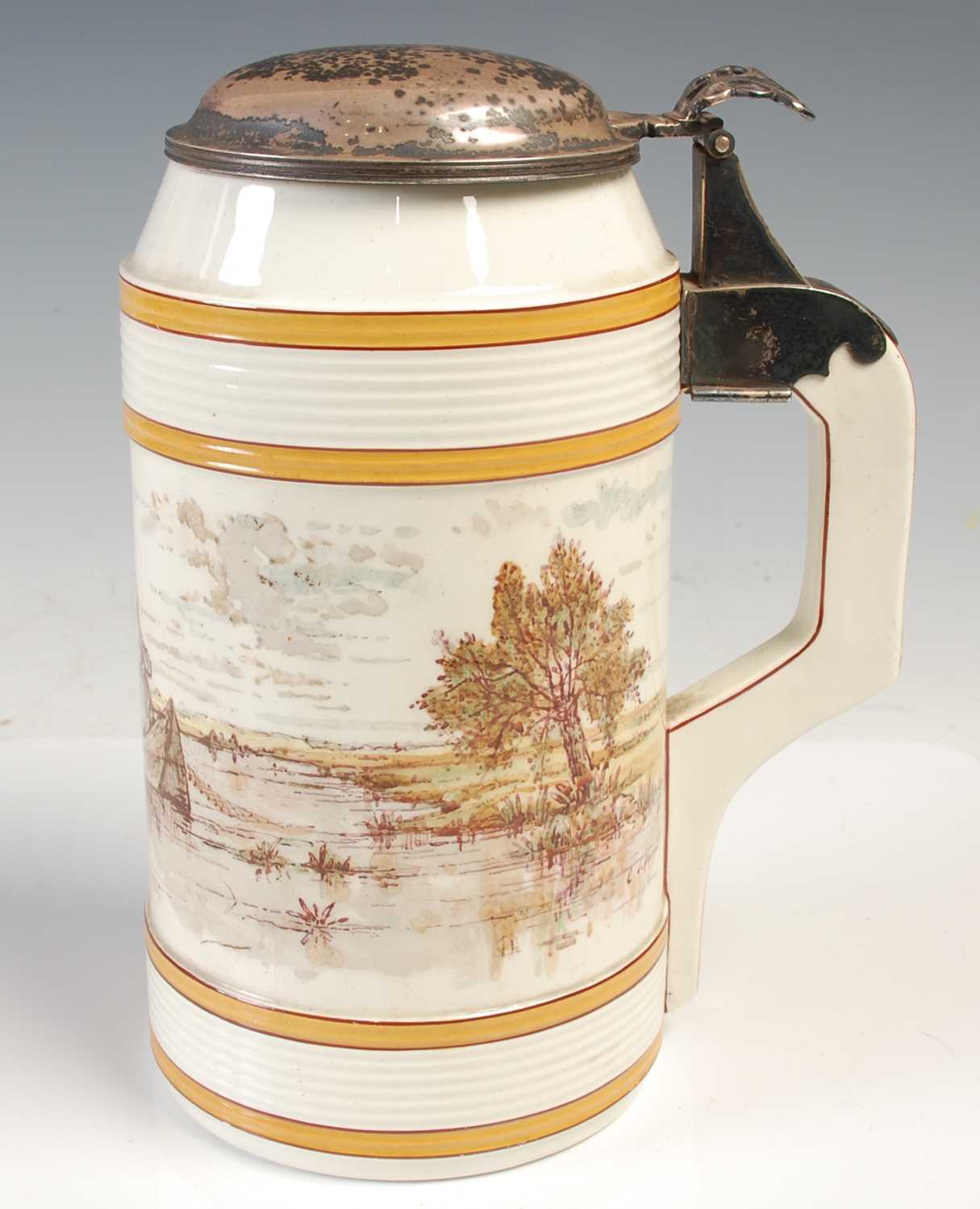 Lot 36 - A Wedgwood silver mounted creamware tankard,...