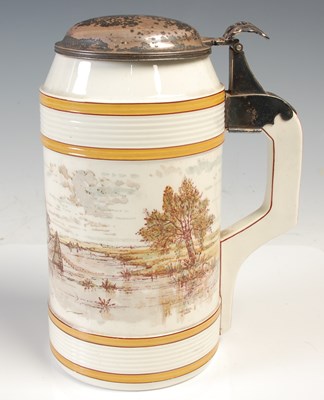 Lot 749 - A Wedgwood silver mounted creamware tankard,...