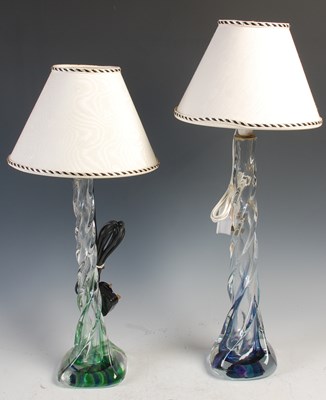 Lot 708 - Two mid-century clear and coloured glass table...