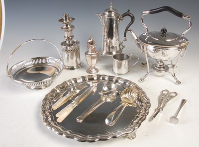 Lot 515 - A collection of EP ware, to include kettle on...