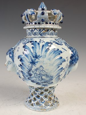 Lot 796 - An antique Delft Pottery blue and white jar...