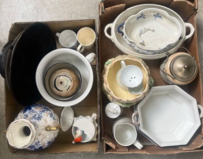 Lot 352 - Two boxes of assorted mixed ceramics.