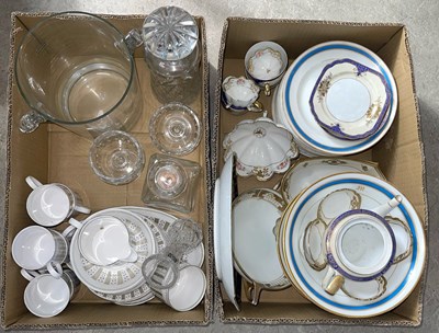 Lot 338 - Two boxes of assorted ceramics and glass ware.