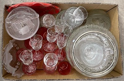 Lot 327 - A box of assorted glass ware.