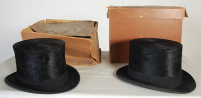 Lot 232 - Two vintage black top hats, one by Davidson of...