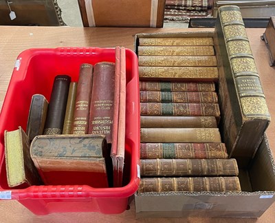 Lot 323 - Two boxes of assorted antique books, to...