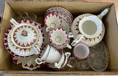Lot 335 - A box containing 19th century puce decorated...