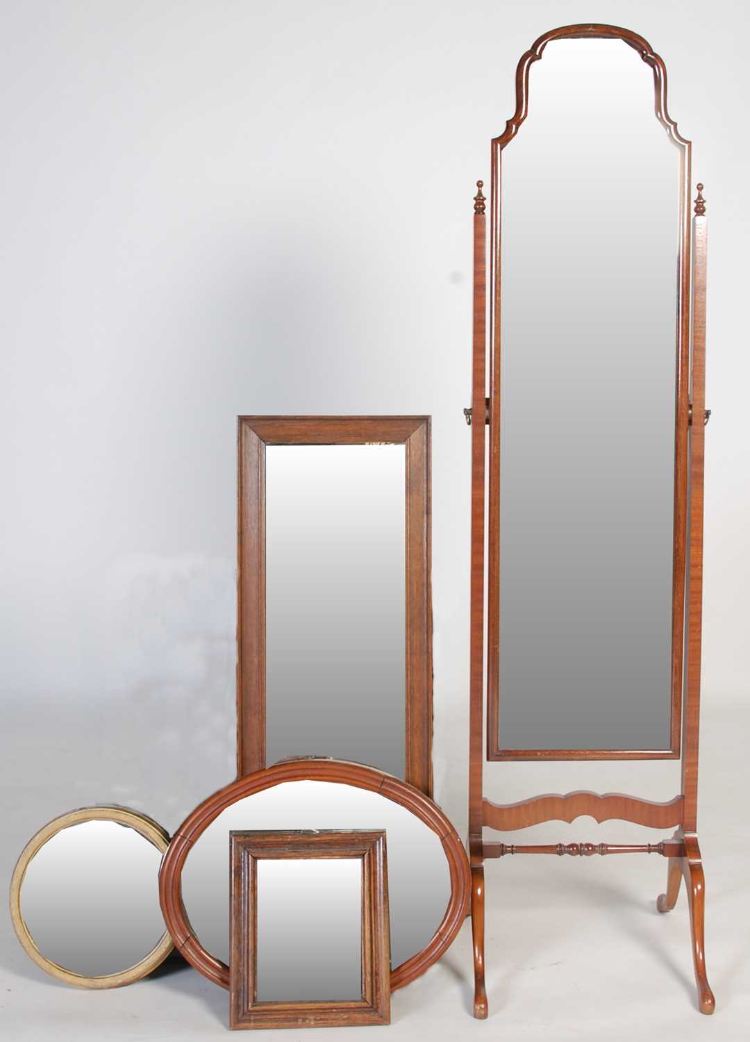 Lot 6 - A mahogany cheval mirror, 161.5cm high;...