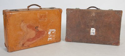 Lot 191 - Two vintage suitcases, 72cm wide and 71cm wide.