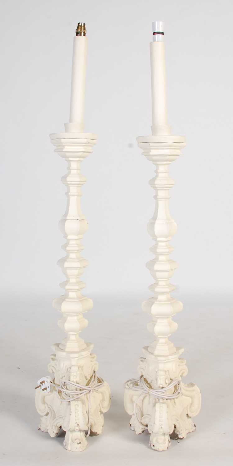 Lot 67 - A pair of white painted Italian style standard...