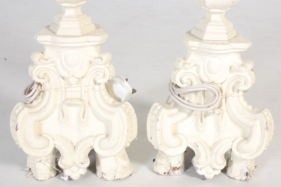 Lot 67 - A pair of white painted Italian style standard...