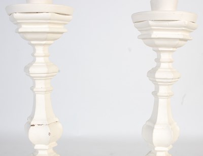 Lot 67 - A pair of white painted Italian style standard...