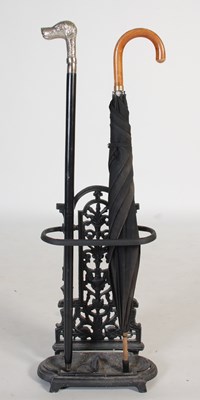 Lot 79 - A small cast iron stick stand, 52.5cm high;...