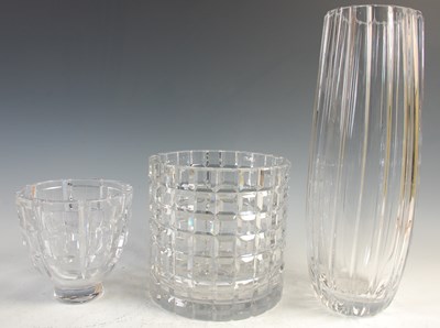 Lot 712 - Daum, a clear glass vase, 40cm high; together...