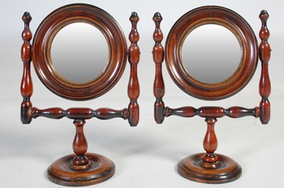 Lot 221 - A pair of stained wood table top mirrors, the...