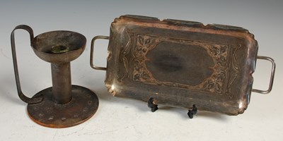 Lot 238 - An Arts & Crafts metal candleholder, with...