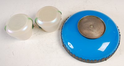 Lot 702 - A pair of Art Nouveau opalescent glass vases,...