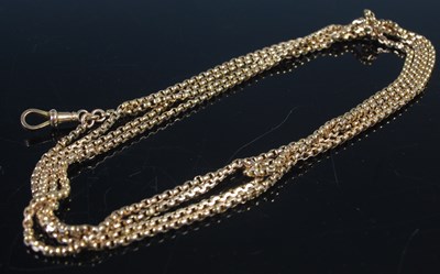 Lot 645 - A Victorian 9ct gold belcher-link long guard...