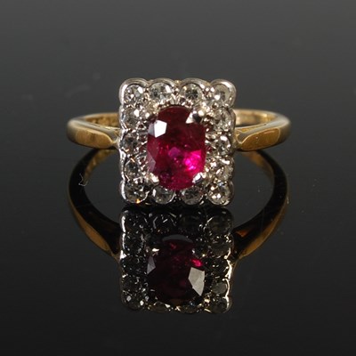 Lot 637 - An Art Deco rectangular shaped ruby and...