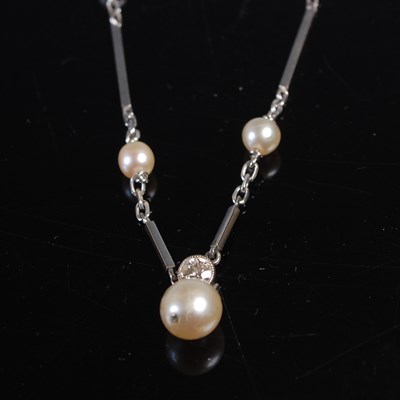 Lot 563 - A 1930’s French pearl and diamond necklace,...