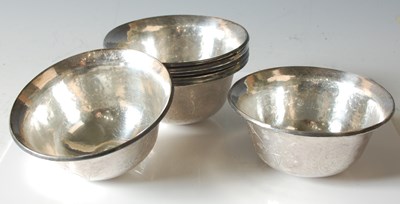 Lot 822 - A set of six Chinese silver plated finger...
