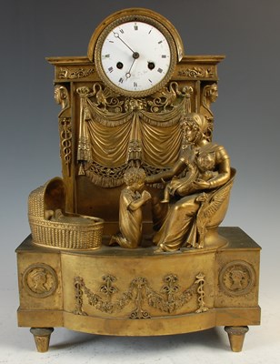 Lot 294 - A French Charles X gilt bronze mantel clock by...