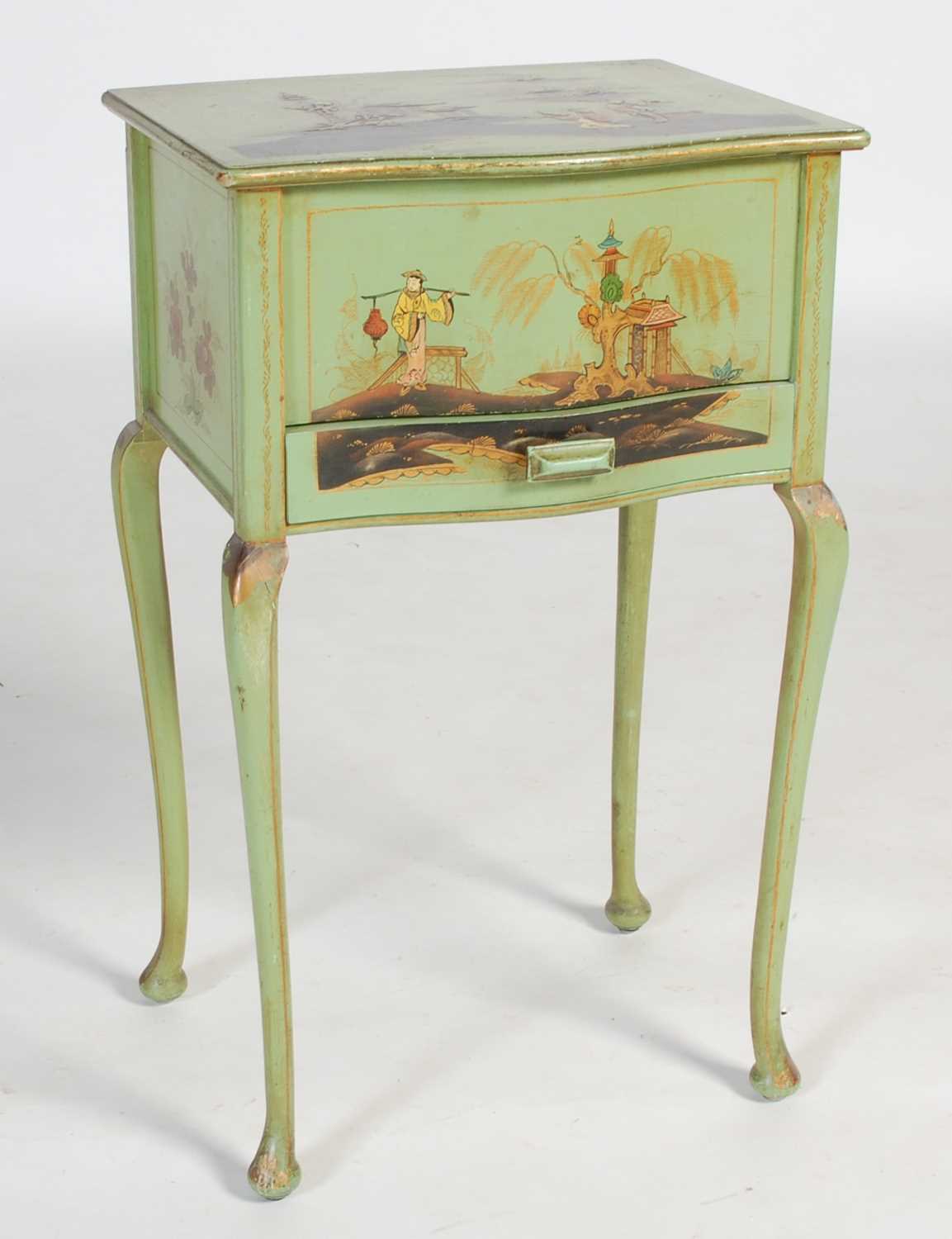 Lot 68 - An early 20th century green lacquer...