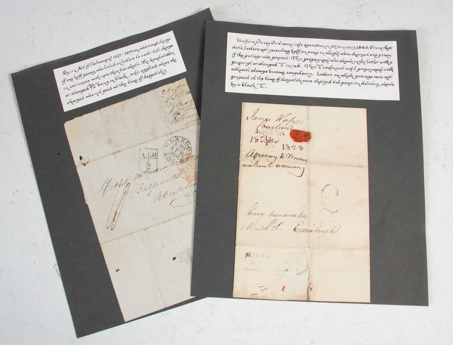 Lot 208 - Two early 19th century letters, one with...