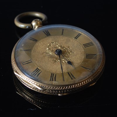 Lot 682 - A Continental yellow metal cased open-faced...