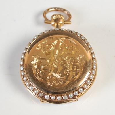 Lot 685 - A Continental yellow metal and split pearl fob...