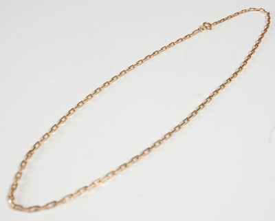 Lot 597 - A yellow metal necklace,  stamped '750',...
