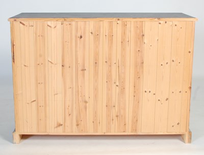Lot 64 - A blue painted pine side cabinet, the...
