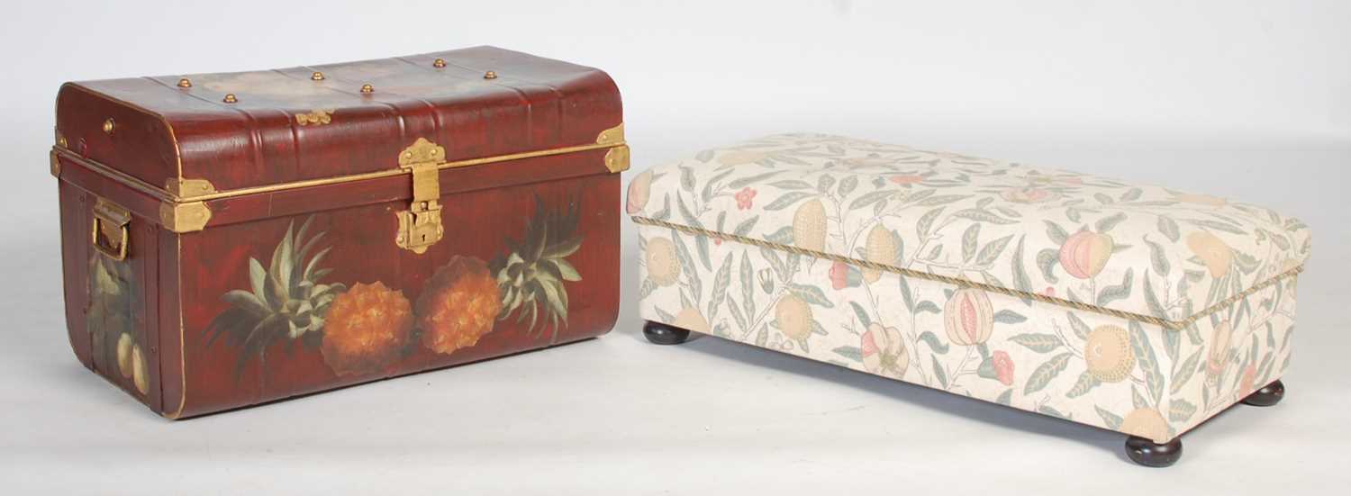 Lot 16 - A rectangular upholstered foot stool, on four...