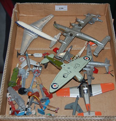 Lot 236 - Two boxes of assorted Dinky toys, military and...