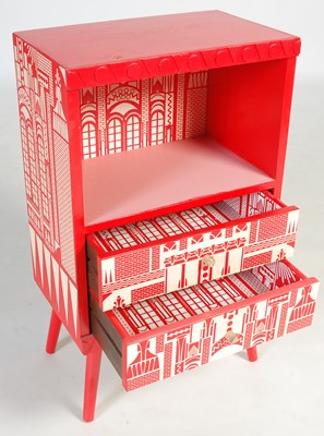 Lot 91 - A 20th century red and white painted side...