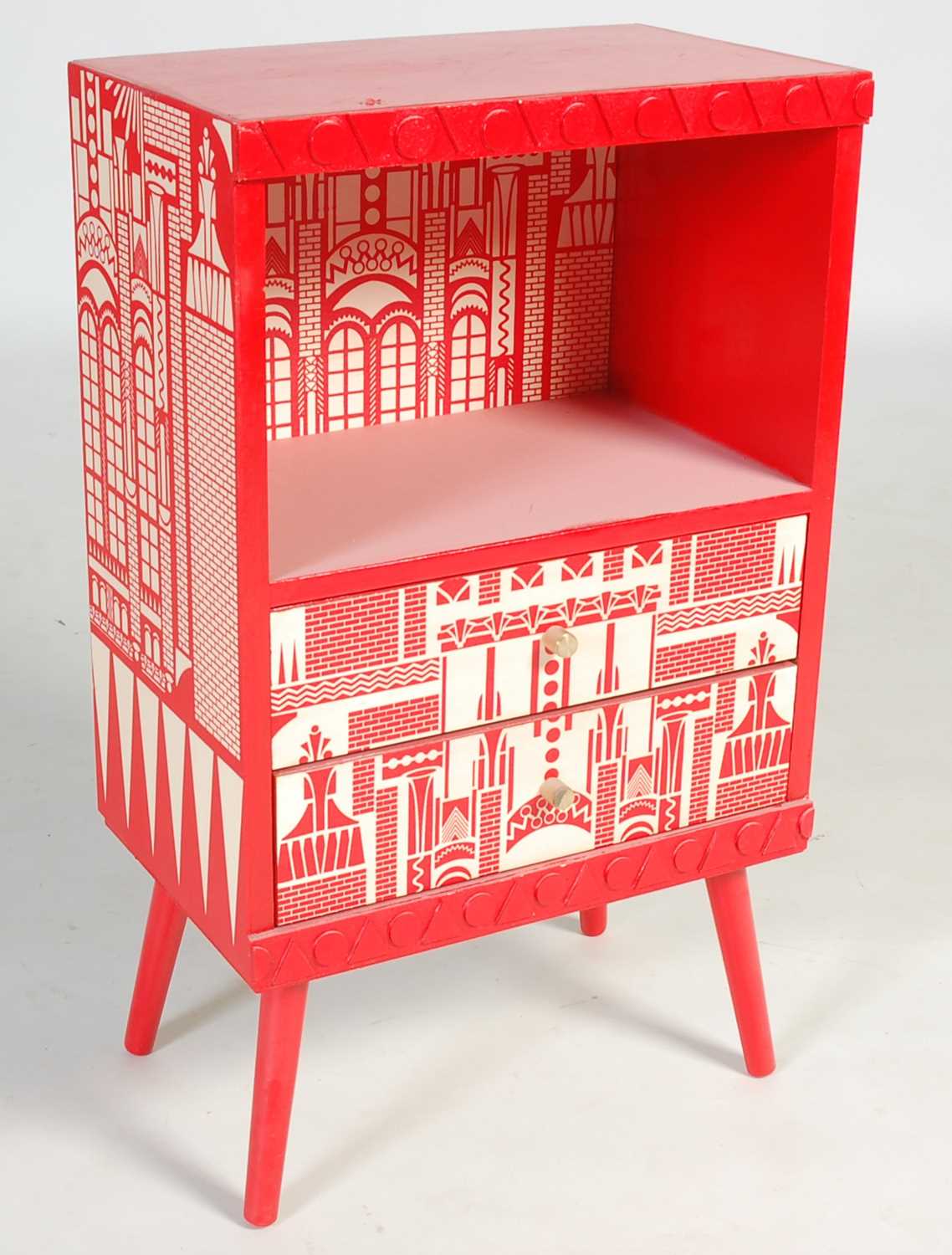Lot 91 - A 20th century red and white painted side...