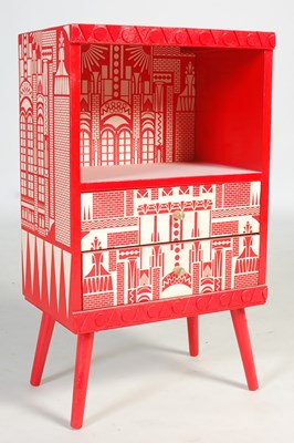 Lot 91 - A 20th century red and white painted side...